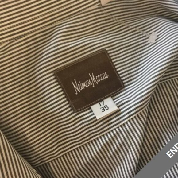 Classic Neiman Marcus White and Gray Pin Stripes XL 17 /35 Immaculate condition - Picture 2 of 5